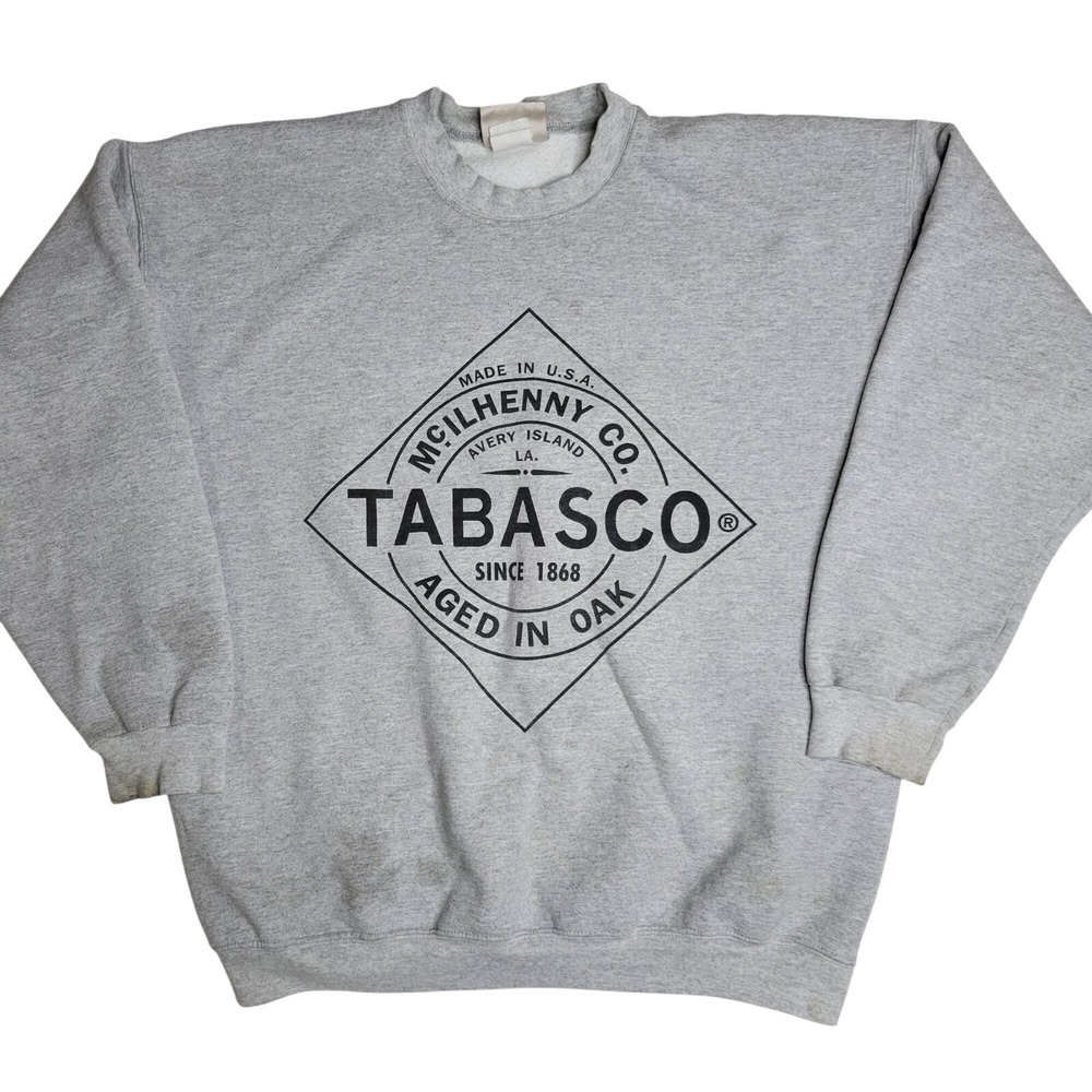 Vintage Hanes Ultimate Cotton Tabasco Sweatshirt Gray Adult Size Large